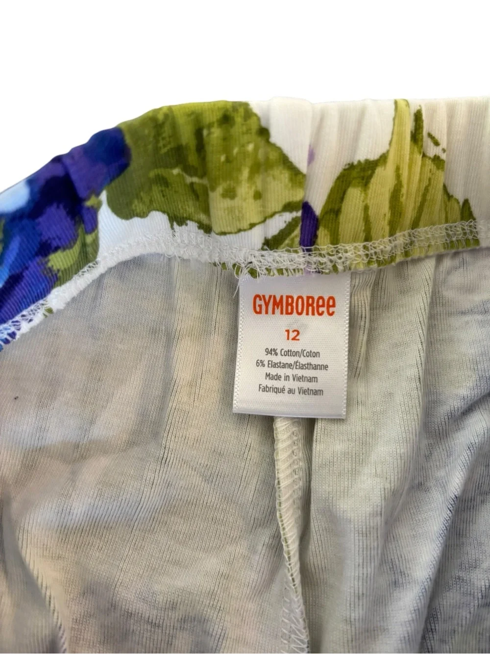 NWT Gymboree Size 12 White Leggings with Purple & Blue Floral Print